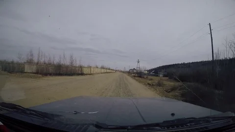 Suburban Road. View from Car windshield. Full HD 스톡 동영상 76868141
