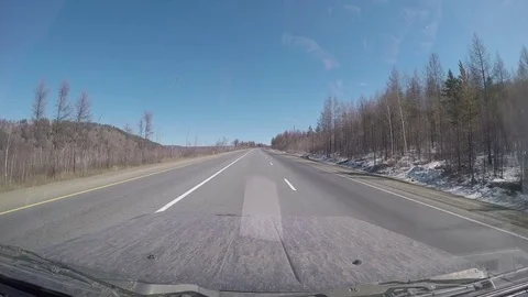 Suburban Road. View from Car windshield Stock Footage 77016635
