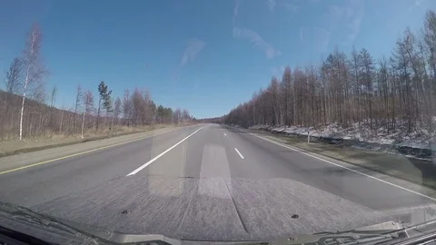 Suburban Road. View from Car windshield. Full HD 스톡 동영상 77017951