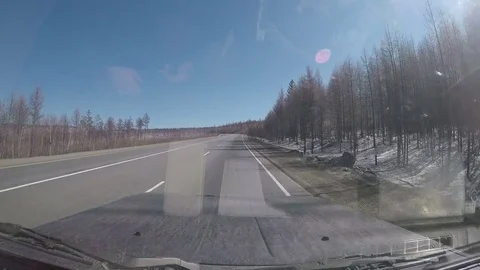Suburban Road. View from Car windshield. Full HD 스톡 동영상 77050762