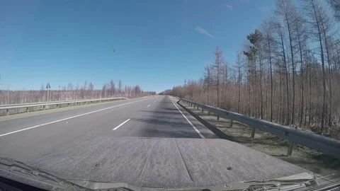 Suburban Road. View from Car windshield. Full HD 스톡 동영상 77053239