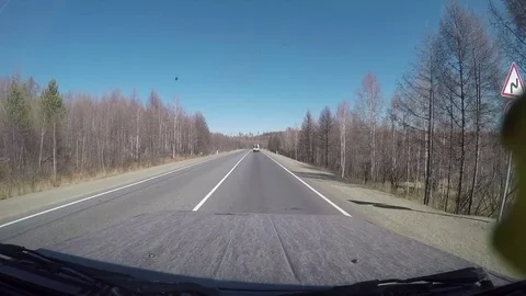 Suburban Road. View from Car windshield. Full HD 스톡 동영상 77062660