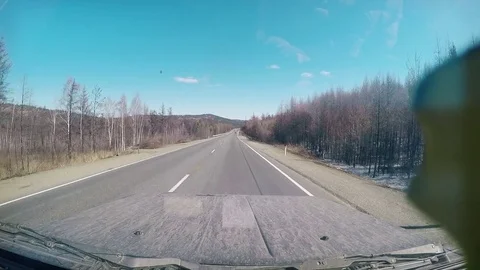 Suburban Road. View from Car windshield. Full HD 스톡 동영상 77072419