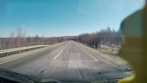 Suburban Road. View from Car windshield. Full HD 스톡 동영상 77076018