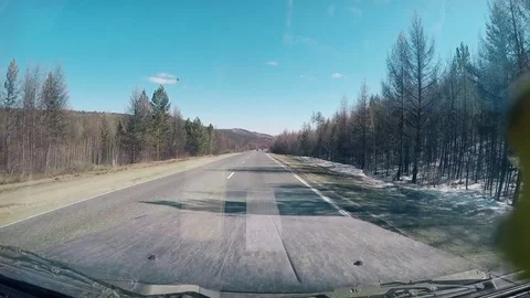 Suburban Road. View from Car windshield. Full HD 스톡 동영상 77079553