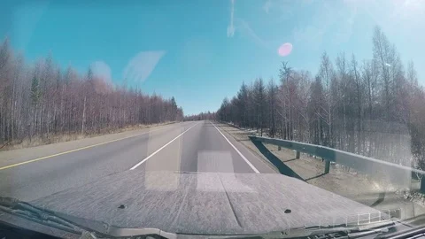 Suburban Road. View from Car windshield. Full HD 스톡 동영상 77101568