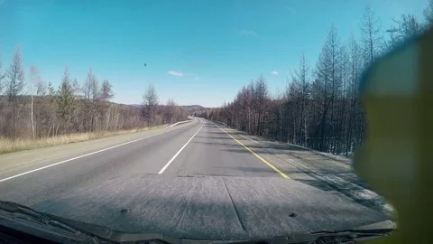 Suburban Road. View from Car windshield. Full HD 스톡 동영상 77537225