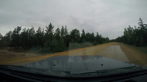Suburban Road. View from Car windshield. 4K Stock Footage 79154233