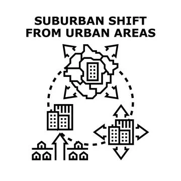 Suburban shift concept, moving from urban areas Stock Illustration