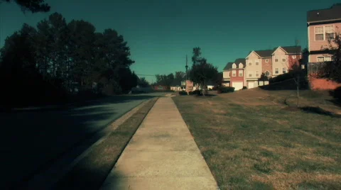 Suburban Steadicam Sidewalk Stock Footage 282003
