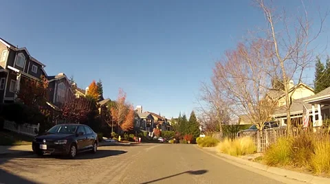 SUBURBAN STREET-FRONT VIEW 2 Stock Footage 35313452