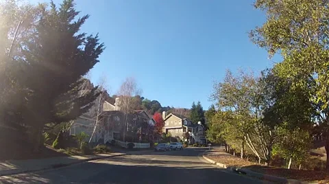 SUBURBAN STREET FRONT VIEW Stock Footage 35313442