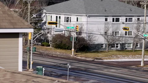 Suburban Street Intersection with Traffic Lights in Moncton Stock Footage 330194815