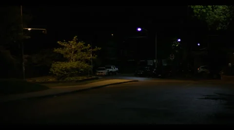 suburban street at night