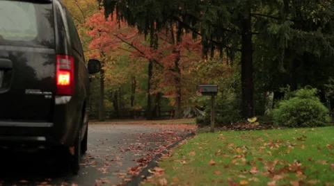 Suburban Street with Van Stock-Footage 48338468