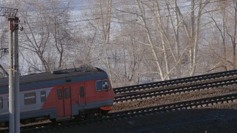 Suburban train arriving Stock Footage 128230892
