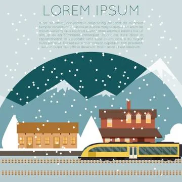 Suburban train banner Stock Illustration
