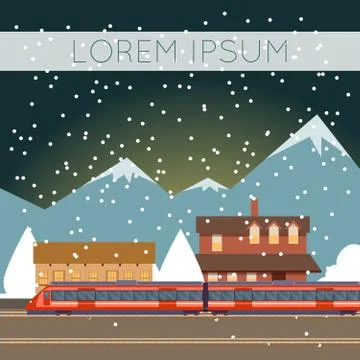 Suburban train banner Stock Illustration