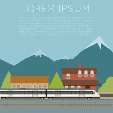 Suburban train banner Stock Illustration