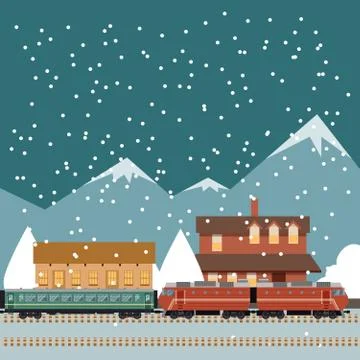 Suburban train banner Stock Illustration