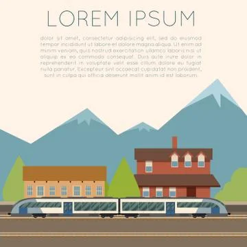 Suburban train banner Stock Illustration