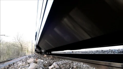 Suburban train passing on rails. Video stock 85631918