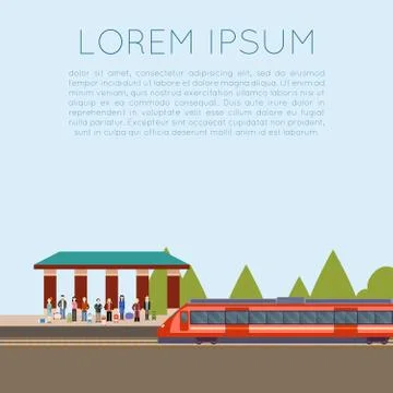 Suburban train station Stock Illustration