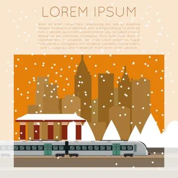 Suburban train station Stock Illustration