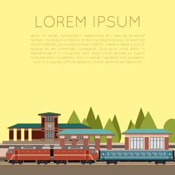 Suburban train station Stock Illustration