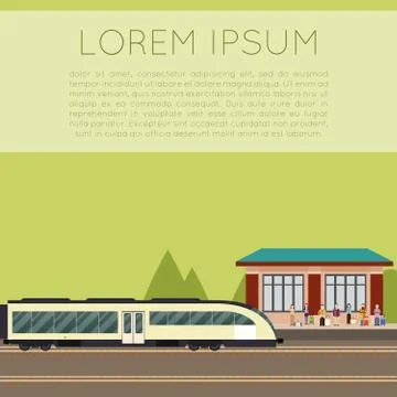 Suburban train station Stock Illustration