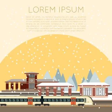 Suburban train station Stock Illustration