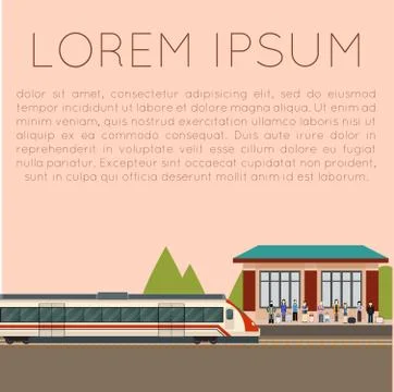Suburban train station Stock Illustration