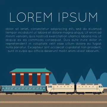 Suburban train station Stock Illustration
