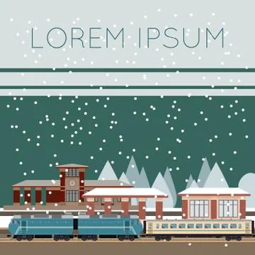 Suburban train station Stock Illustration