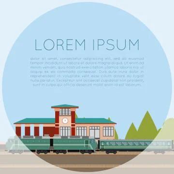 Suburban train station Stock Illustration