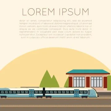 Suburban train station Stock Illustration