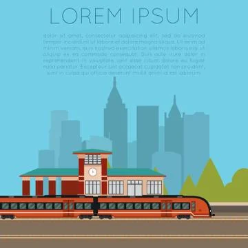Suburban train station Stock Illustration