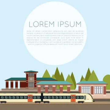Suburban train station Stock Illustration