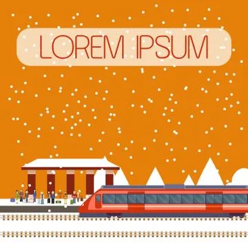 Suburban train station Stock Illustration