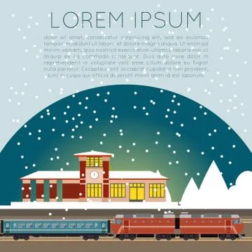 Suburban train station Stock Illustration