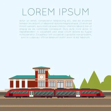 Suburban train station Stock Illustration