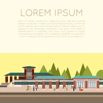 Suburban train station Stock Illustration