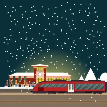 Suburban train station Illustrazione stock