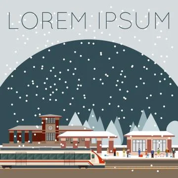 Suburban train station Stock Illustration