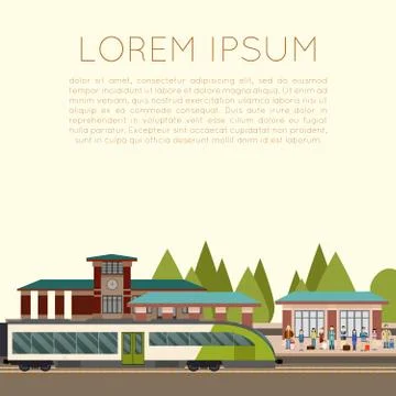 Suburban train station Stock Illustration