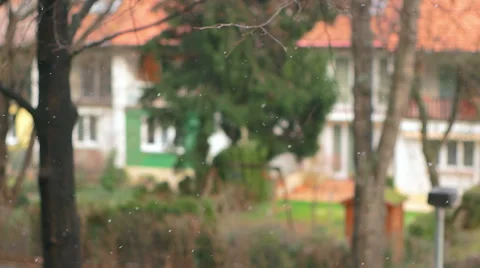 Suburbs Experiencing First Snow, Back Focused Stock Footage 59904670