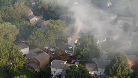 Suburbs house on fire Stock Footage 114751673