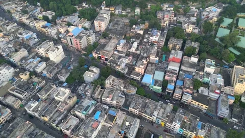 Suburbs of Vijayawada city, is a second largest city in the state of Andhra.. Stock Footage 307665463
