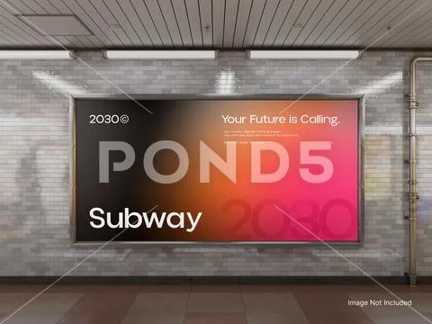 Subway Advertising Billboard Mockup PSD Template