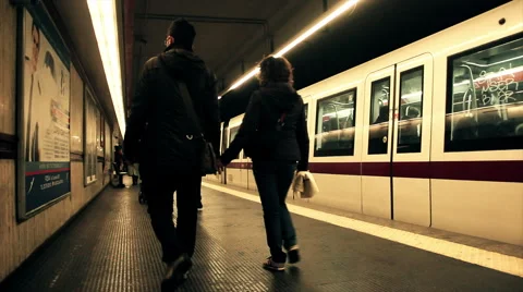 Subway and passengers 2 Stock Footage 44235806